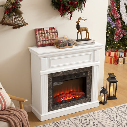 Electric Fireplace with Mantel,fireplace mantel surround with 23" Fireplace Insert, Adjustable Flame, Remote Control-White,41.34"W*14"D*40"H