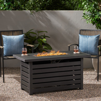 Rectangular Iron Fire Pit - 30,000BTU - Tank Cover Inside