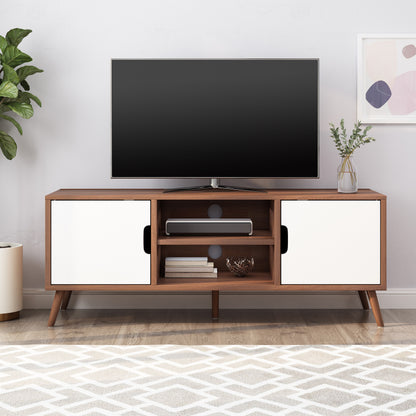 WHITE AND WALNUT TV STAND