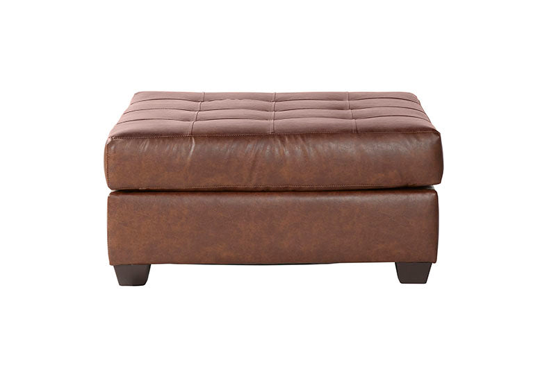 San Marino Faux Leather Hazelnut Tufted Top Ottoman