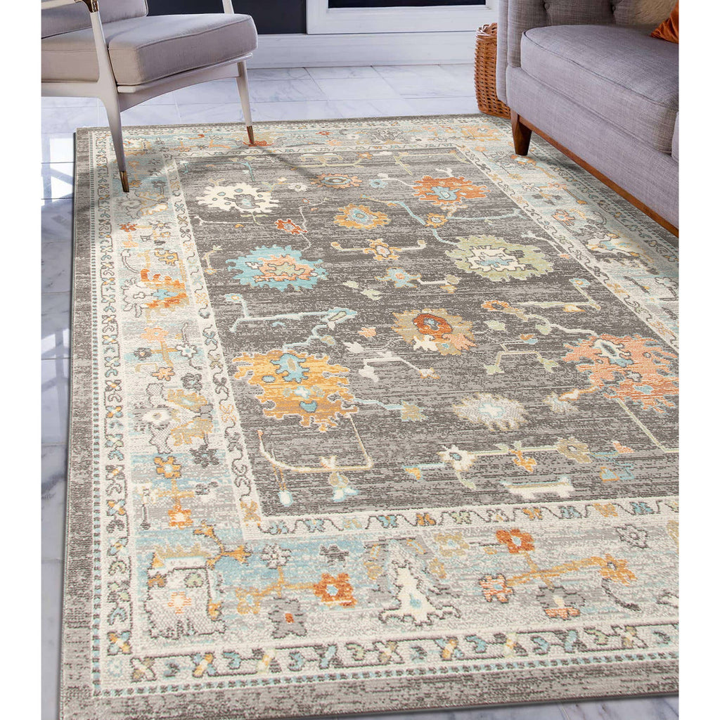Bohemian Seaford Bordered Area Rug: Taupe / 5'1" x 7'6"
