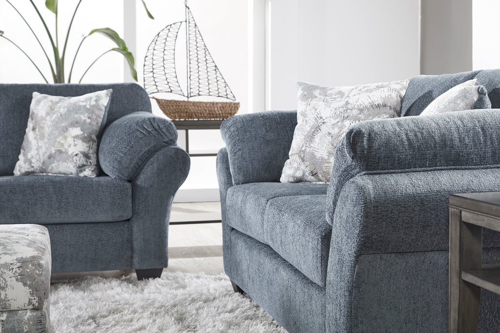 Yoga Blue Sofa and Loveseat