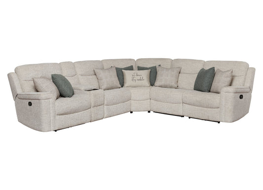 Stay Awhile Alabaster Reclining Sectional with Wireless Charging Station