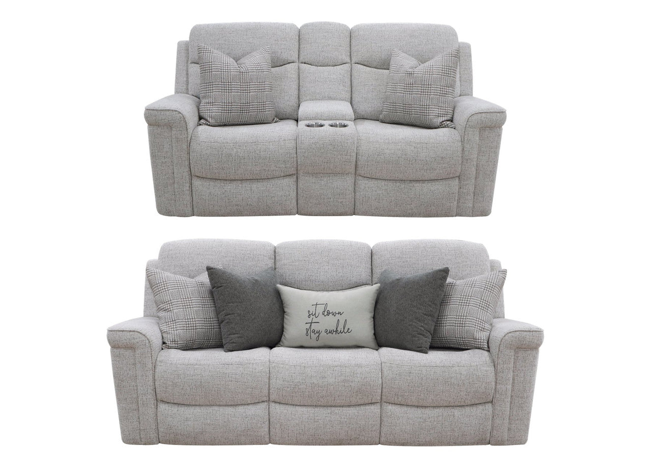 Stay Awhile Alabaster Reclining Sofa and Loveseat