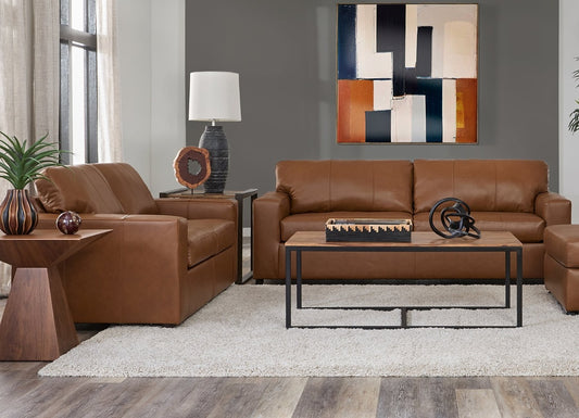 Bently Nutmeg Leather Sofa and Loveseat