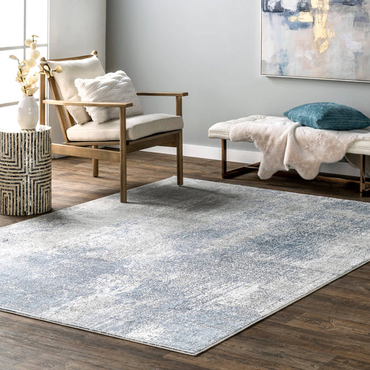 Alice Abstract Waterfall Area Rug: Blue / Rectangle / 5' x 8'