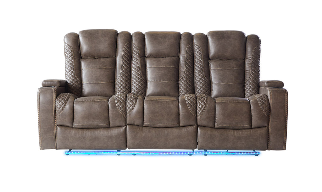 Power LED Cocoa Reclining Sofa and Reclining Loveseat