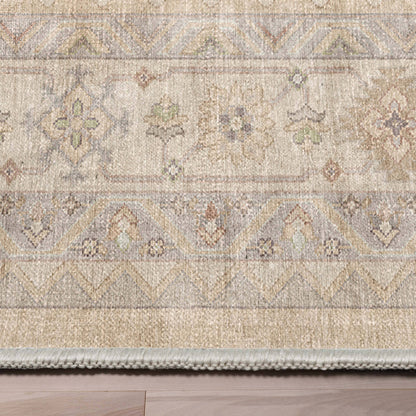 Nicosia Vintage Tribal Medallion Beige Flat-Weave Rug: Rectangular / 5'3" x 7'3"