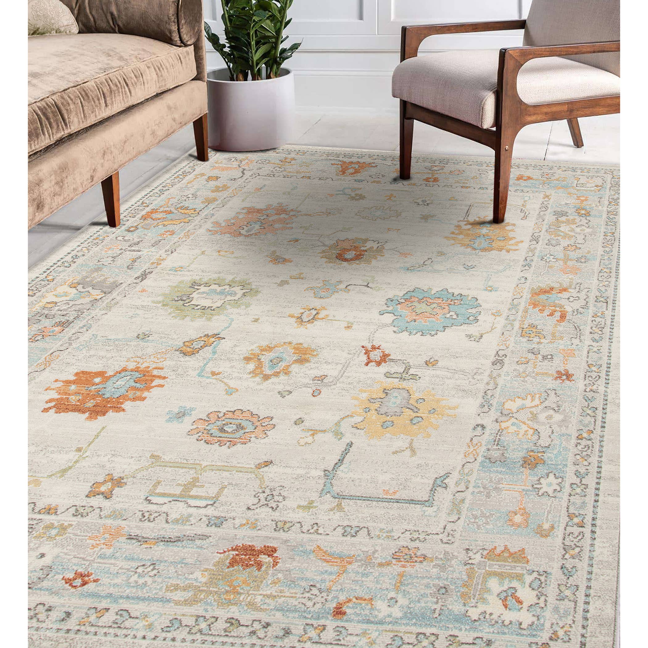 Bohemian Seaford Bordered Area Rug: Taupe / 5'1" x 7'6"