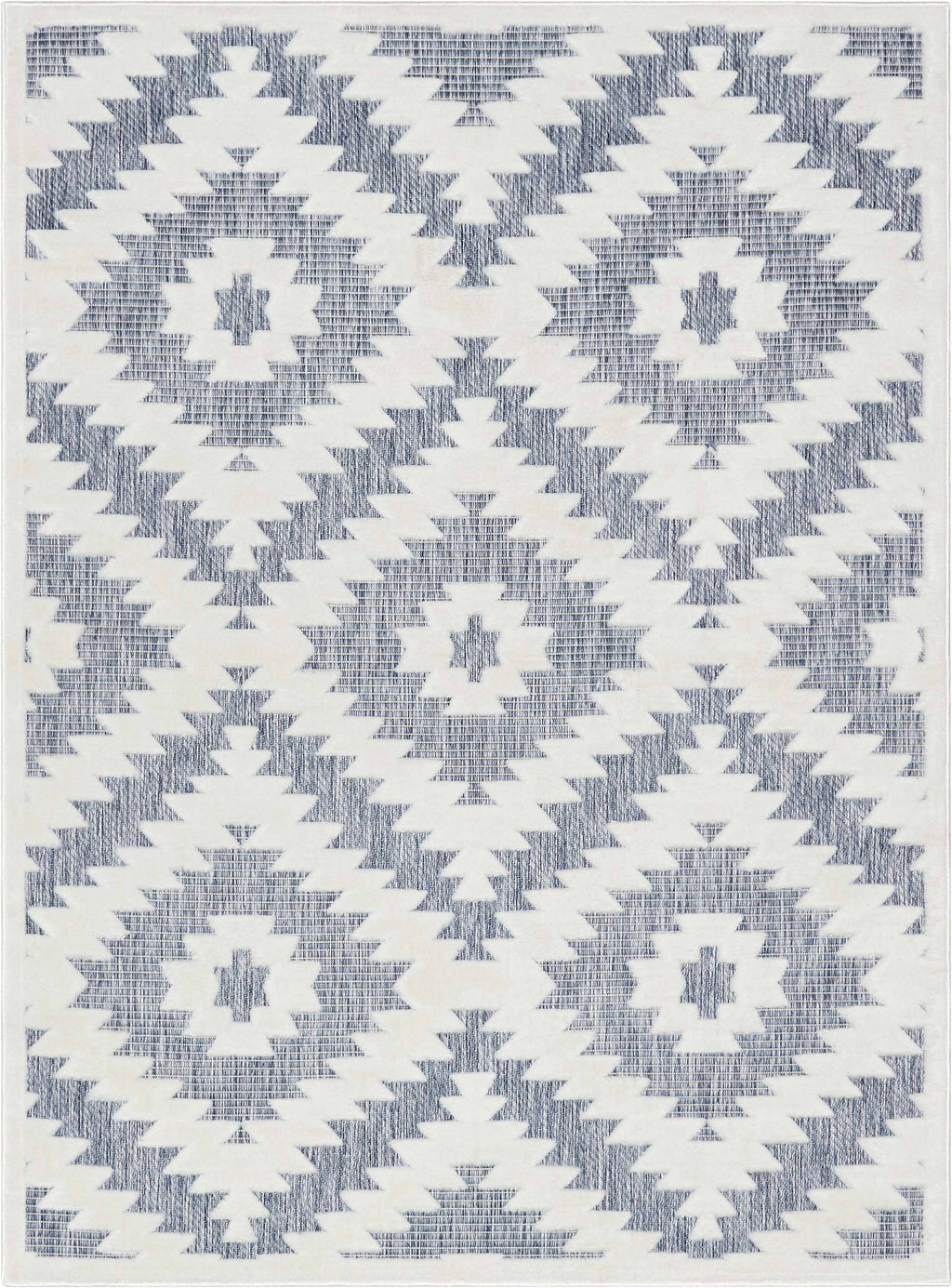 Keiko Tribal Moroccan Indoor/Outdoor Blue High-Low Rug: 5'3" x 7'3"