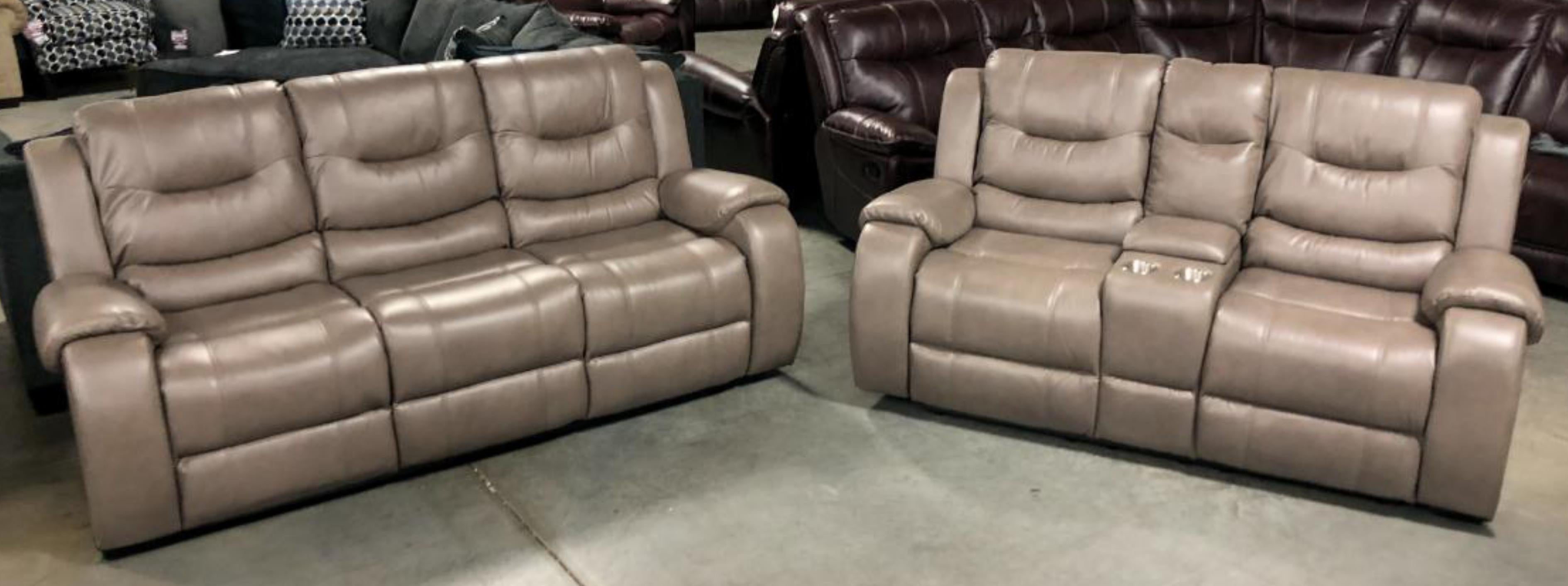 Smoke Gray Reclining Sofa and Console Reclining Loveseat