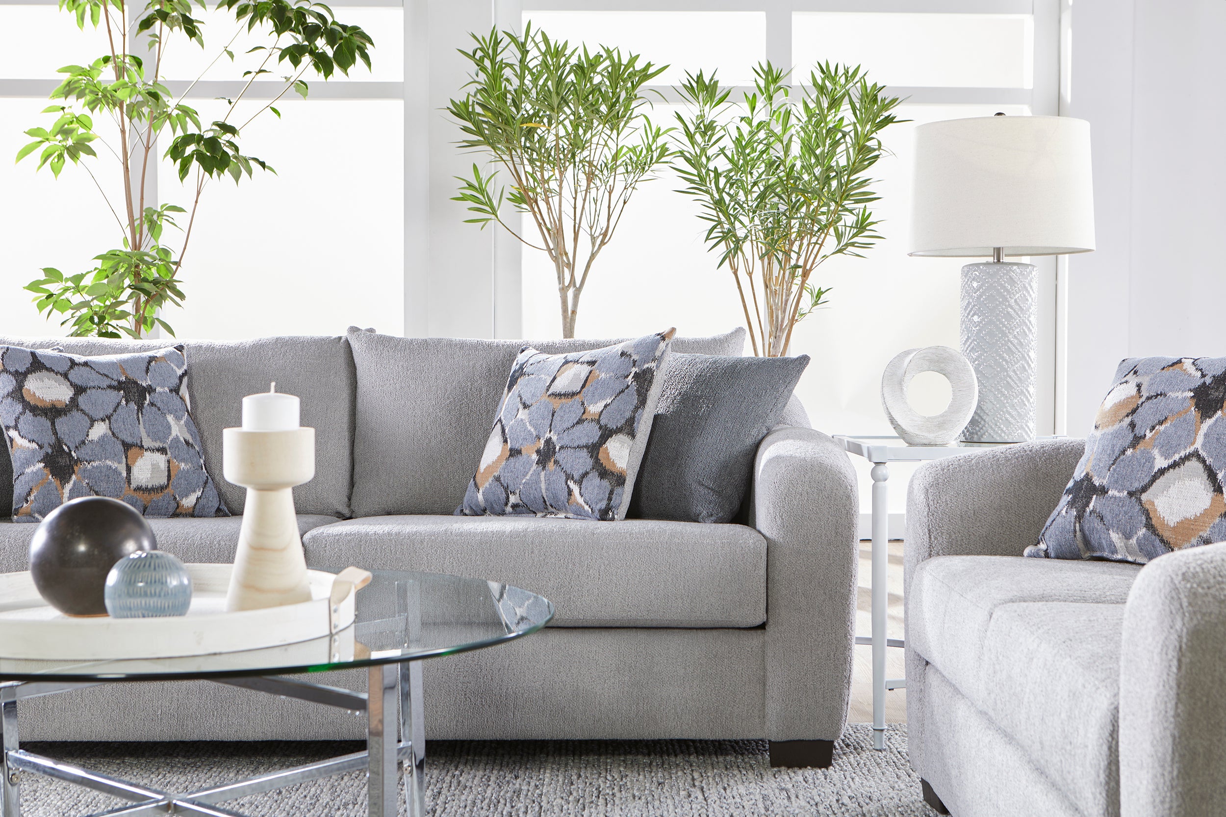 Merino Fog Sofa and Loveseat