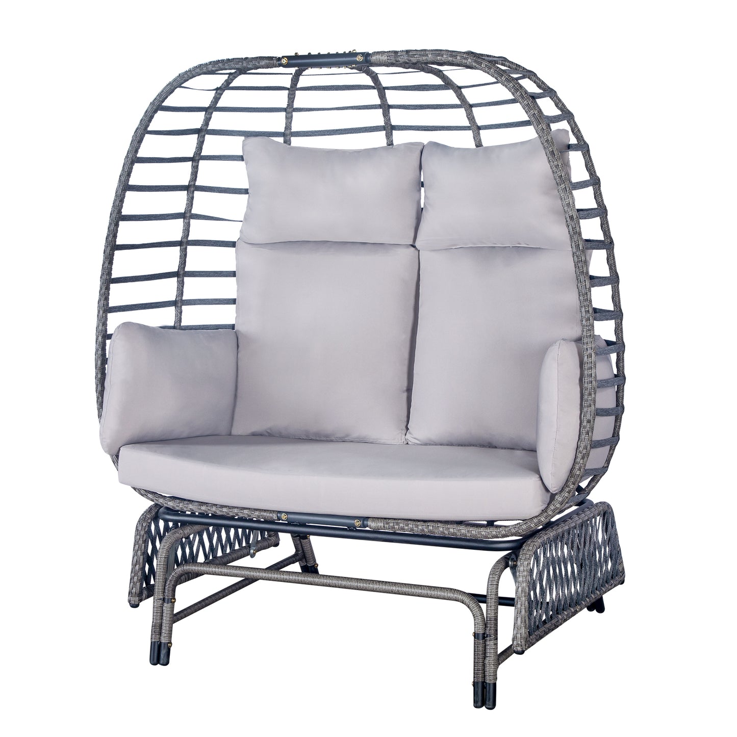 2 person Swing egg chair with rocking glide frame and cushion