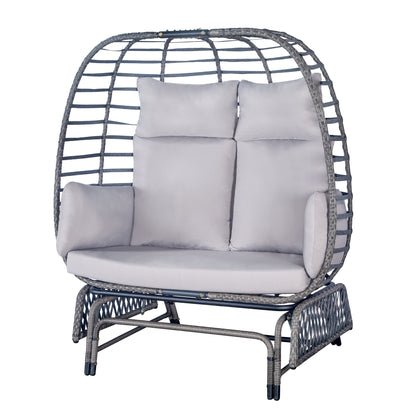 2 person Swing egg chair with rocking glide frame and cushion