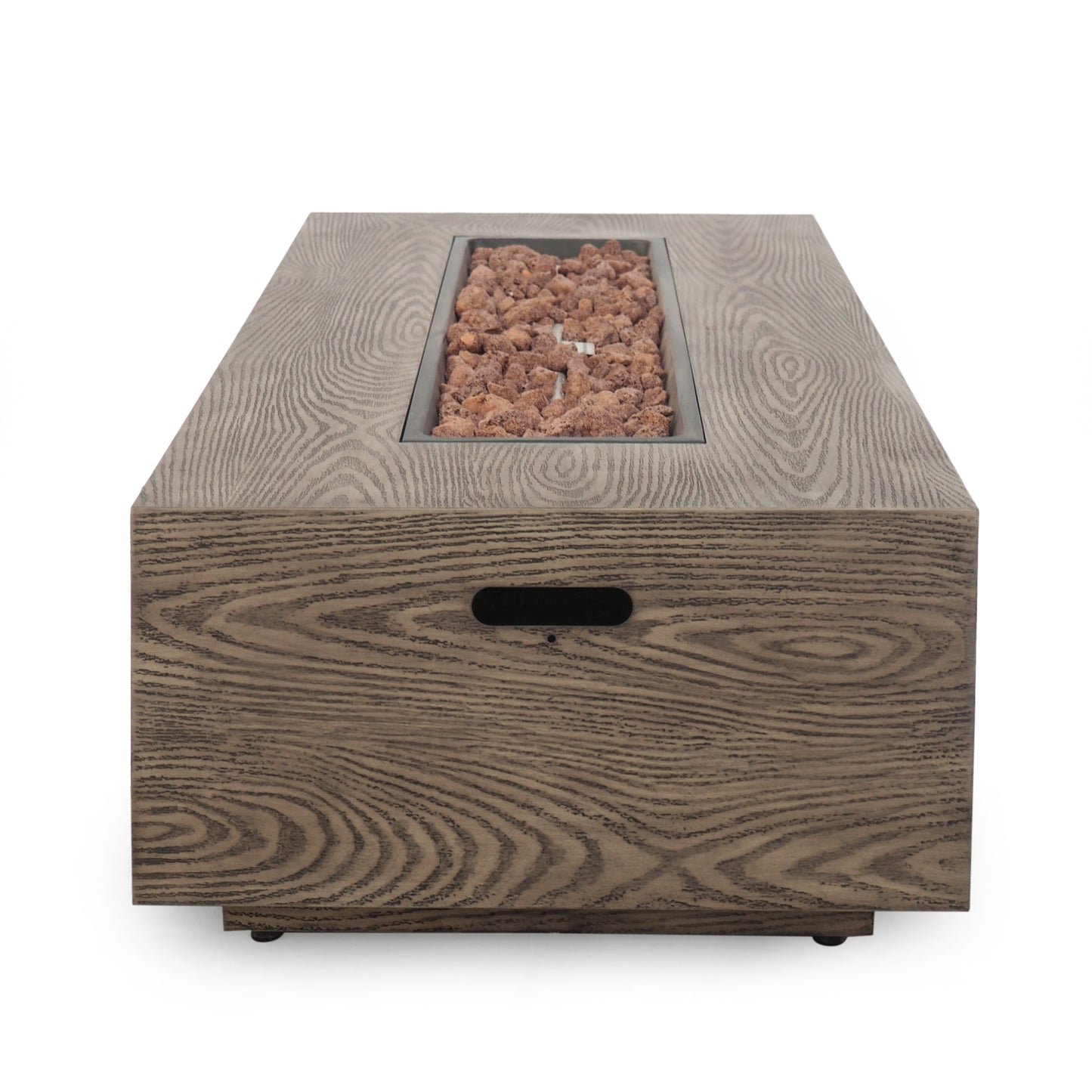 56" Outdoor 50,000 BTU Rectangular Iron Propane Fire Pit, Brown Wood Pattern (Tank Cover not Included)