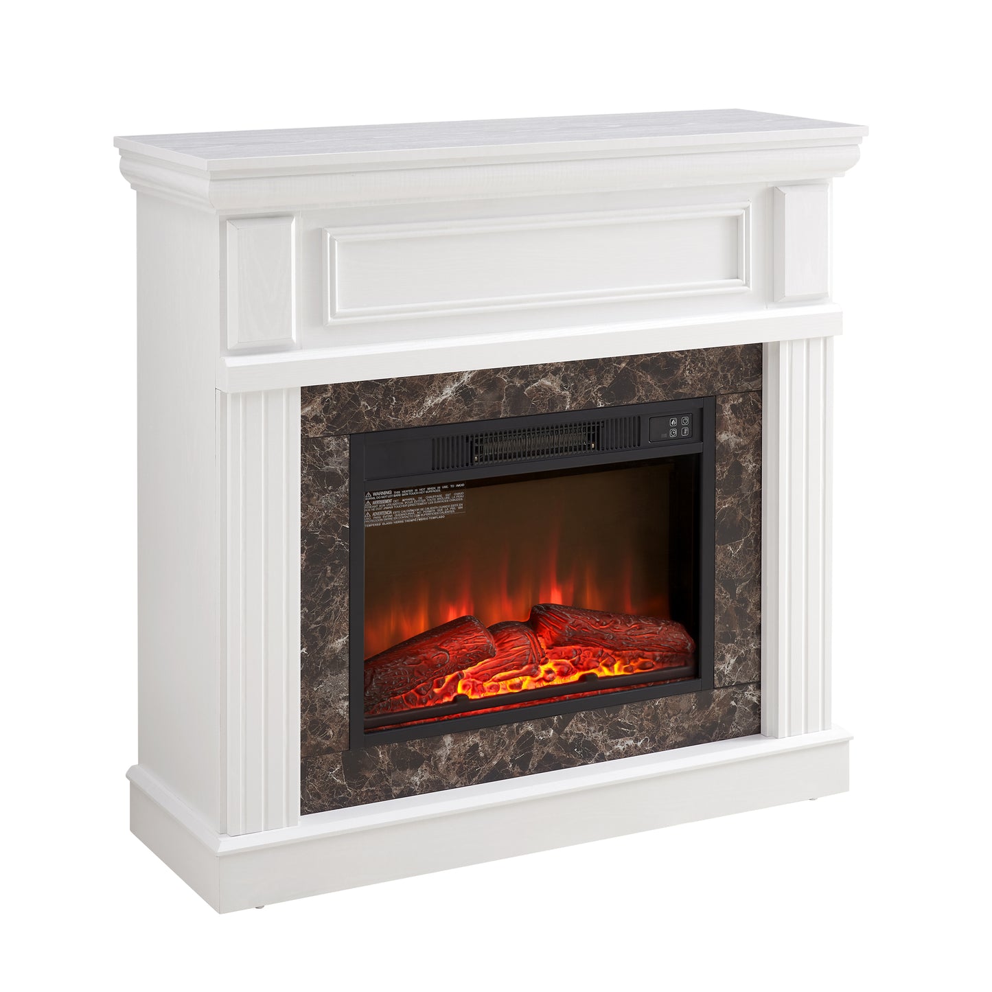 Electric Fireplace with Mantel,fireplace mantel surround with 23" Fireplace Insert, Adjustable Flame, Remote Control-White,41.34"W*14"D*40"H