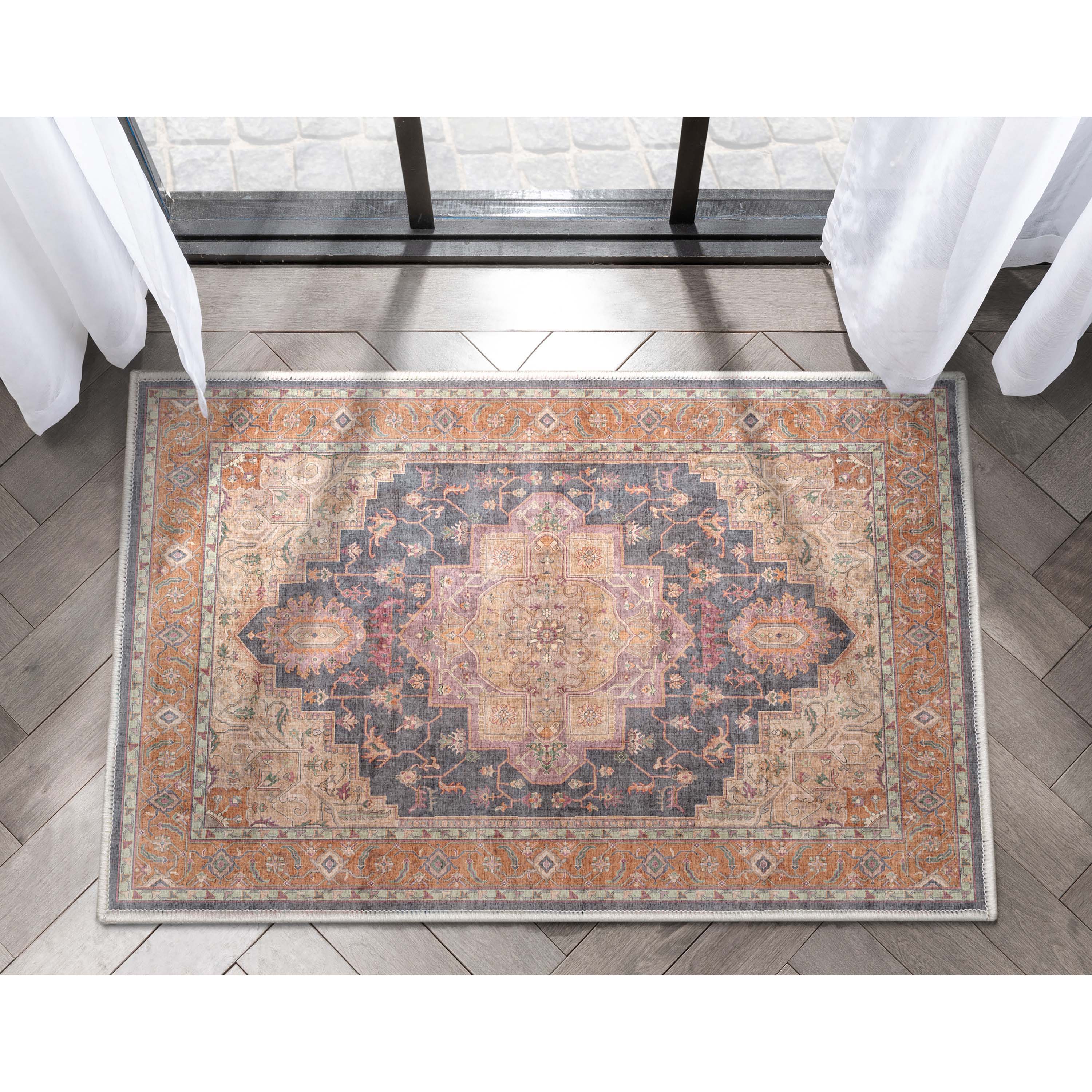 Paris Vintage Oriental Persian Flat-Weave Rug: Multi / Rectangular / 5'3" x 7'3"