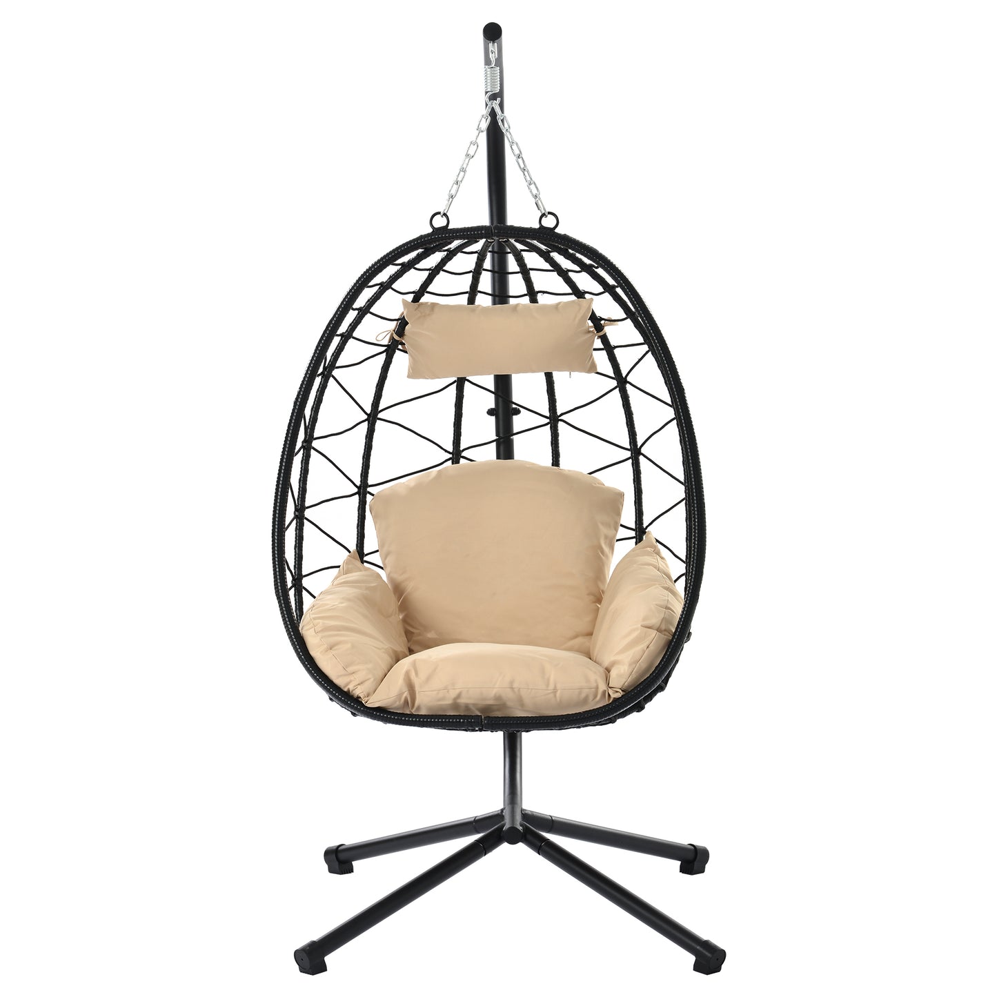 Egg Chair with Stand Indoor Outdoor Swing Chair Patio Wicker Hanging Egg Chair Hanging Basket Chair Hammock Chair with Stand for Bedroom Living Room Balcony