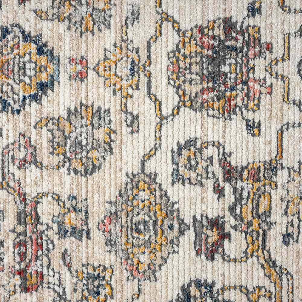 Barbro Traditional Floral Polyester Area Rug, Gray/Orange: 5' x 7'