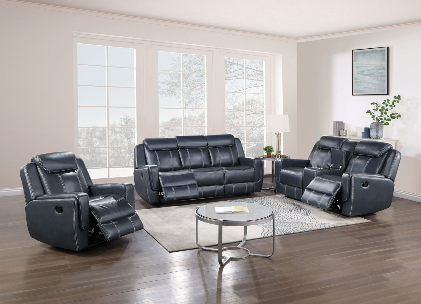 Denver Blue Faux Leather Recliner