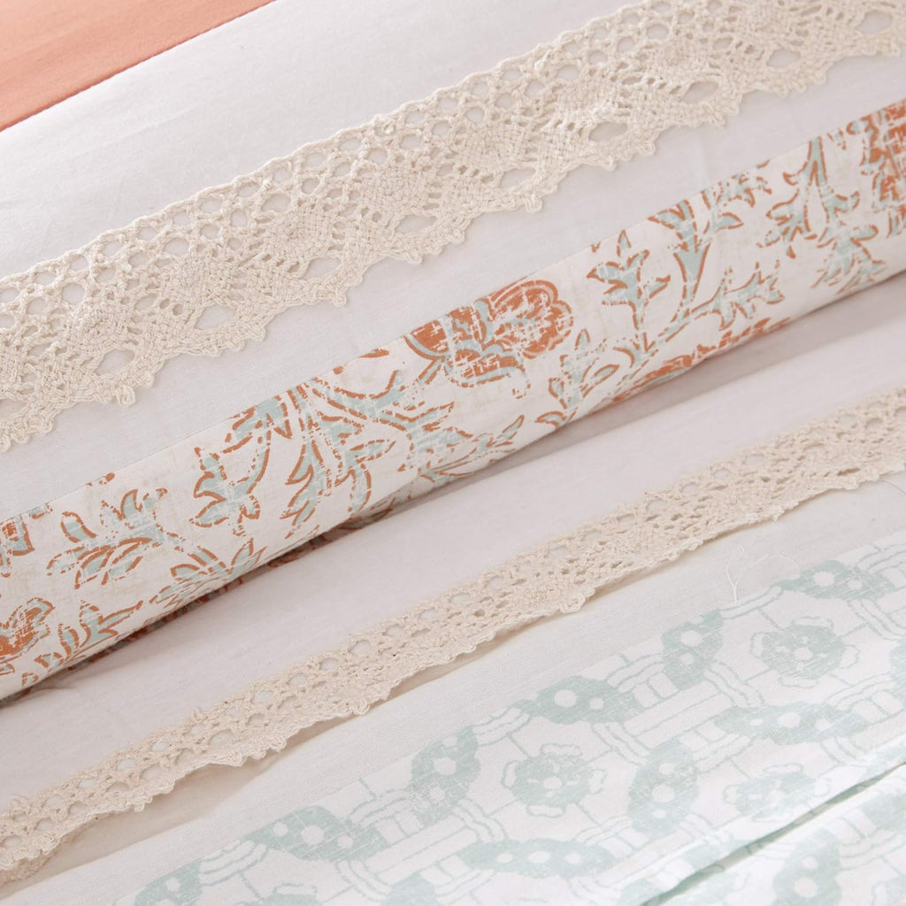 Coral King Size 9 pc. Shabby Chic Comforter Set