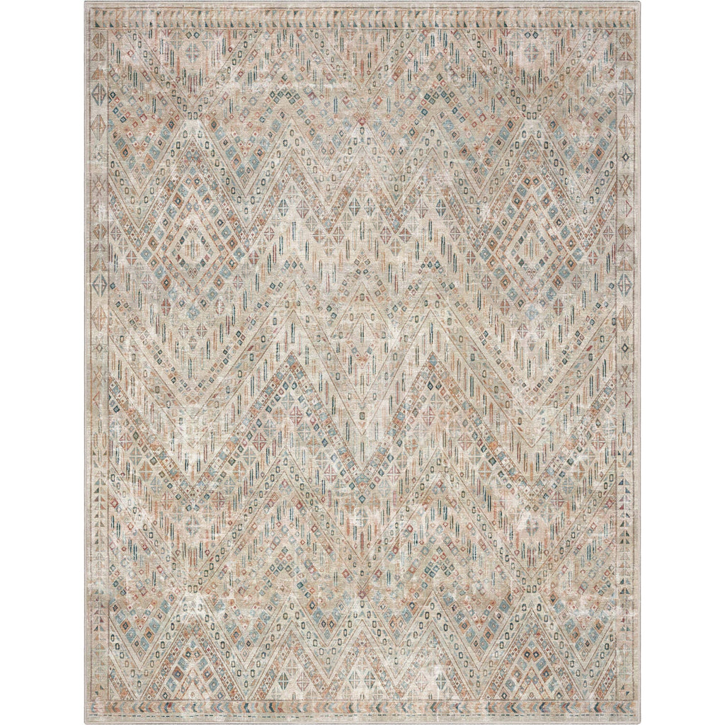 Anya Vintage Tribal Chevron Ivory Flat-Weave Rug: 5'3" x 7'3"