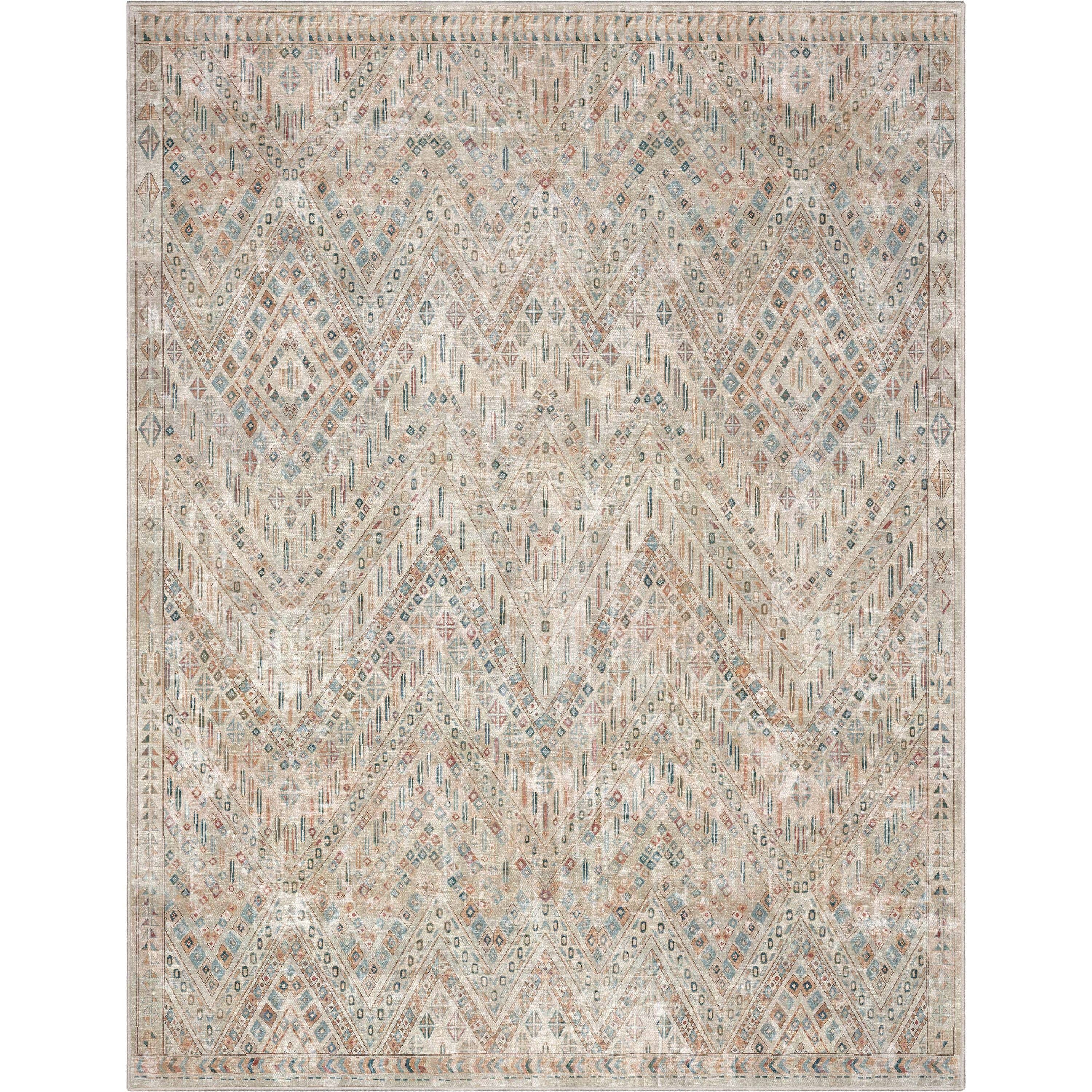 Anya Vintage Tribal Chevron Ivory Flat-Weave Rug: 5'3" x 7'3"
