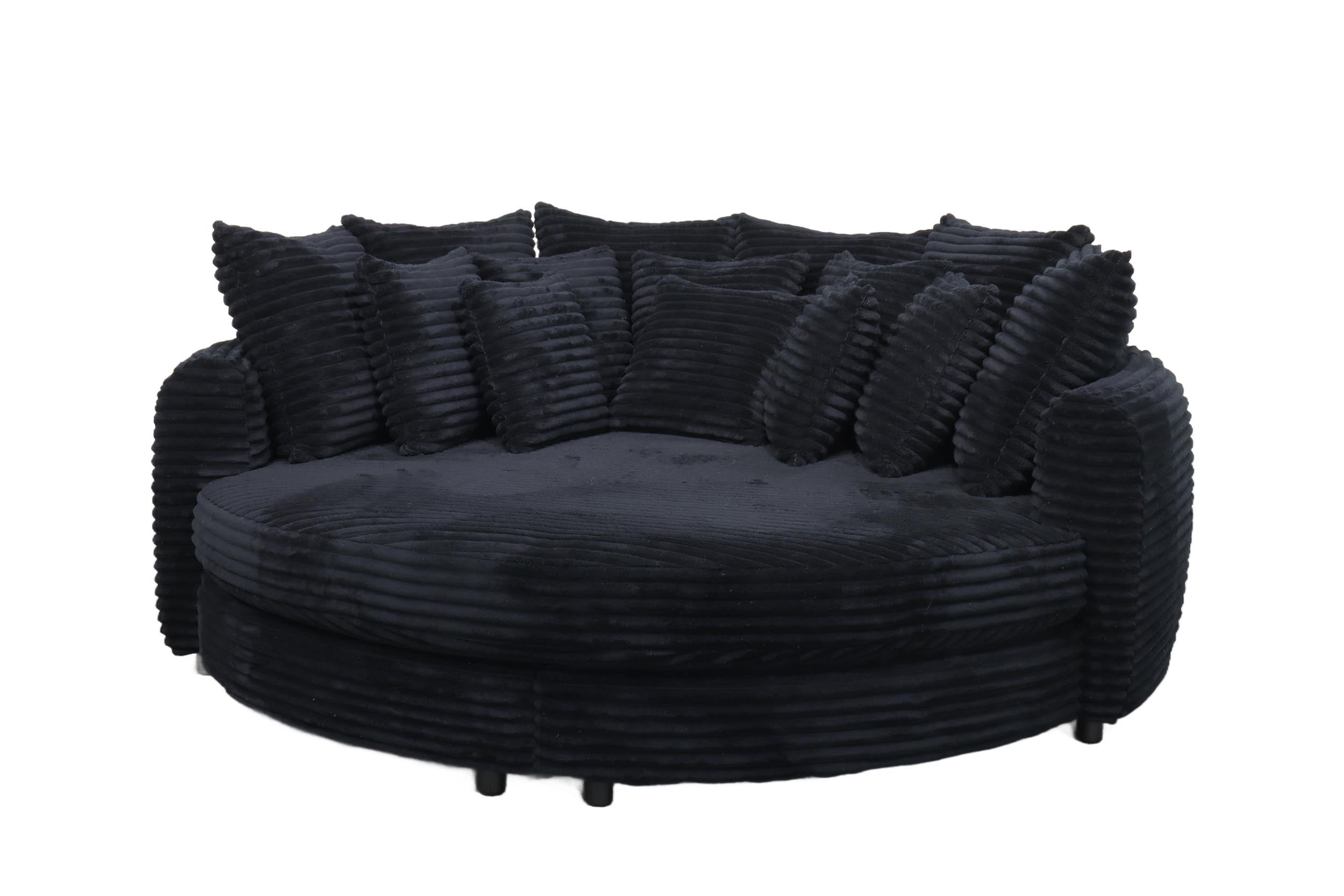 Giant Family Size Cuddler Round Chaise in Aha Black