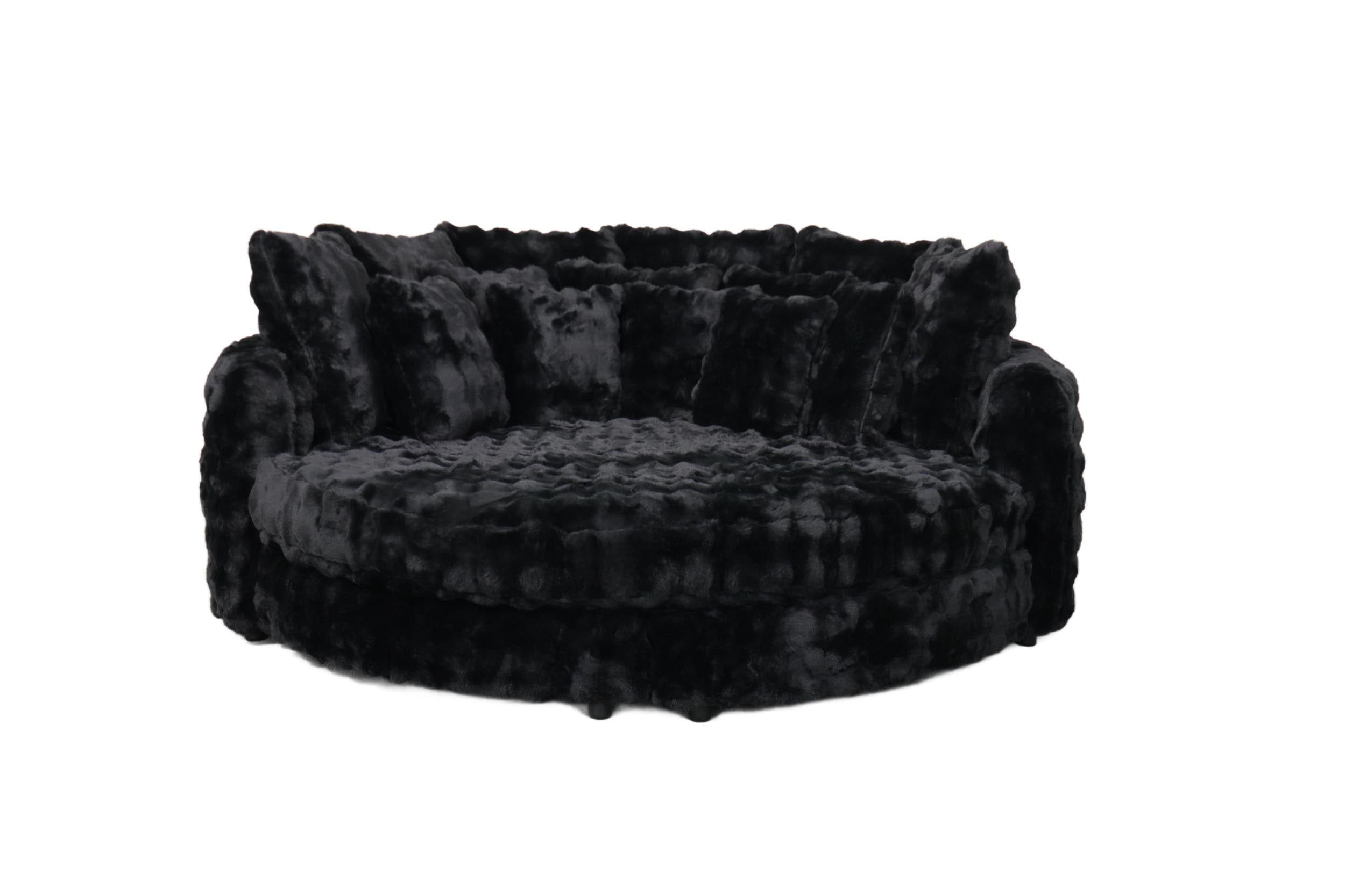 Giant Family Size Cuddler Round Chaise in Moguls Black