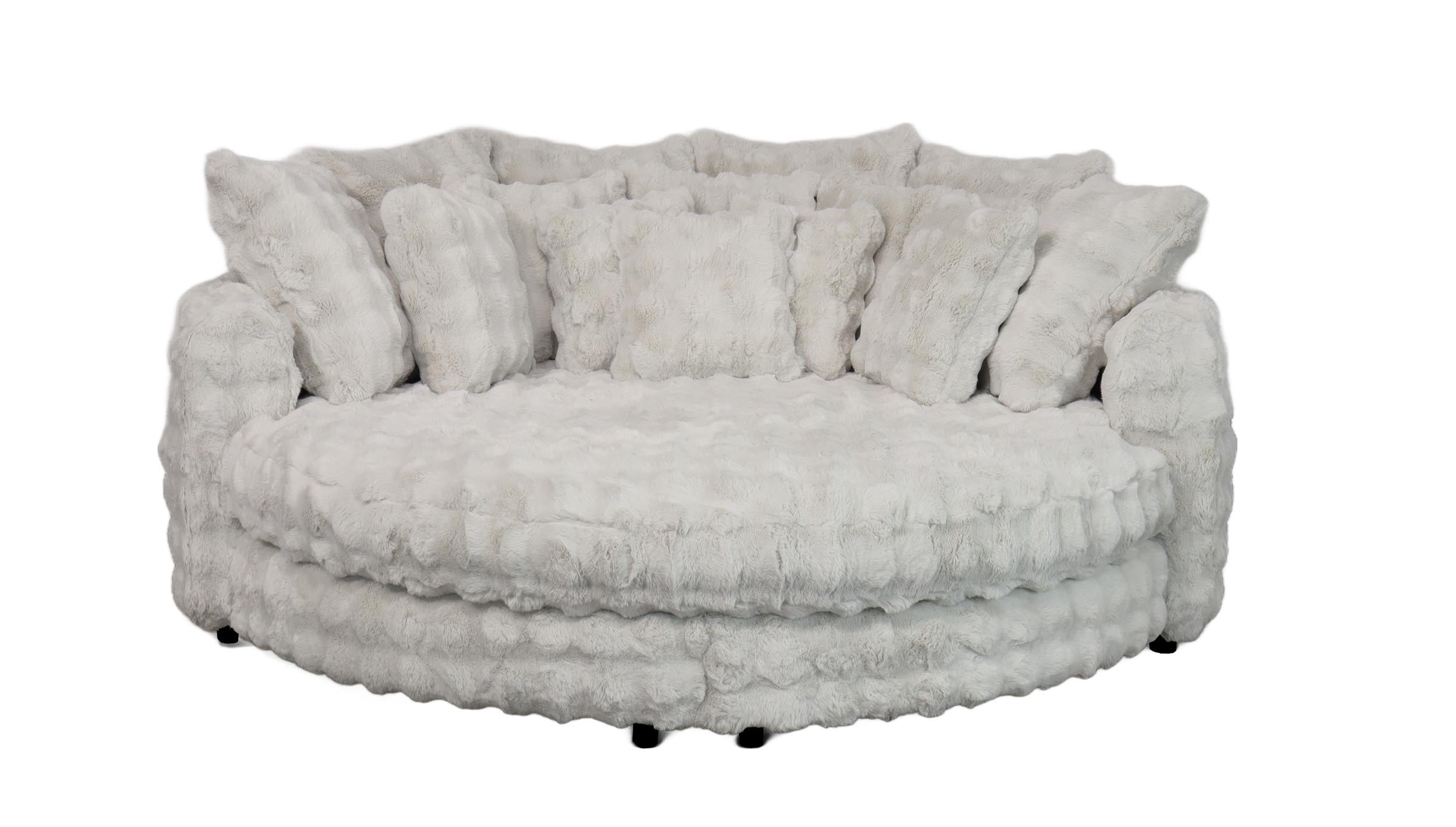 Giant Family Size Cuddler Round Chaise in Moguls Gray