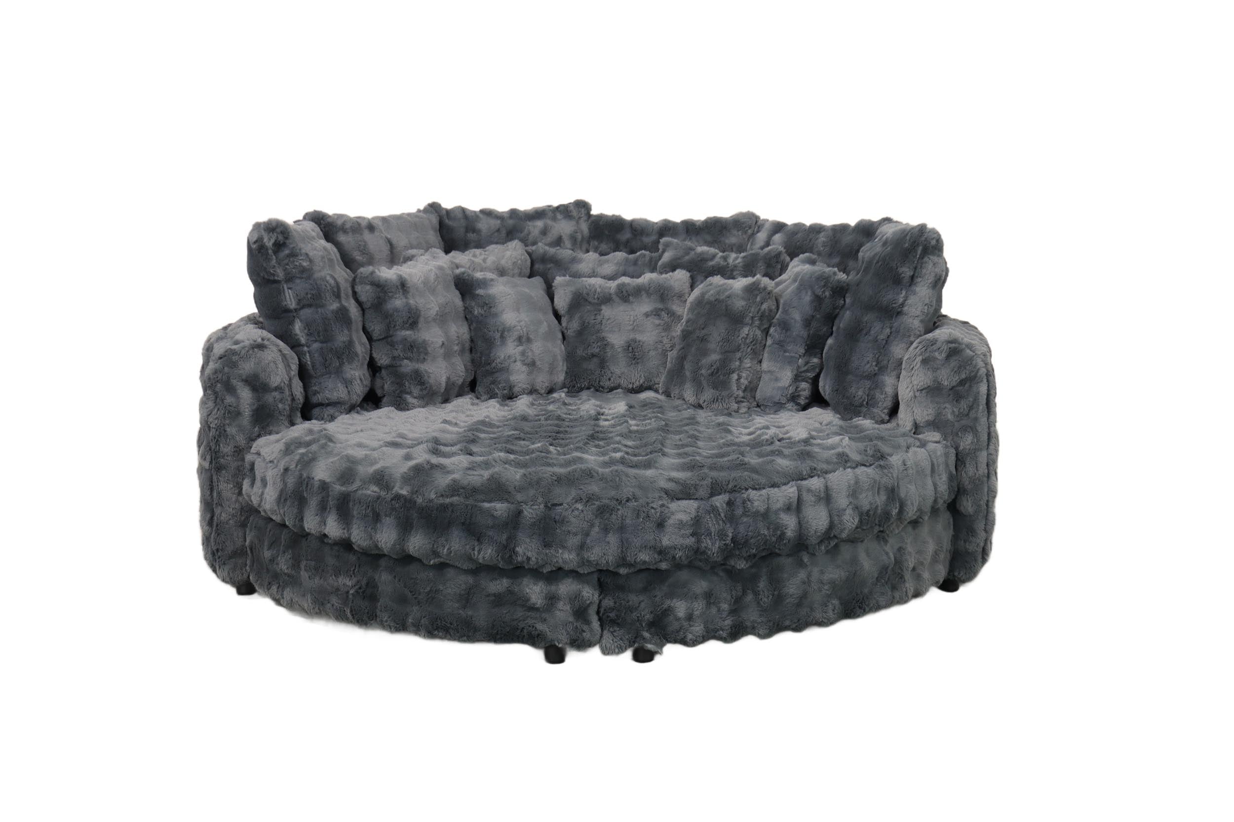 Giant Family Size Cuddler Round Chaise in Gunmetal Gray