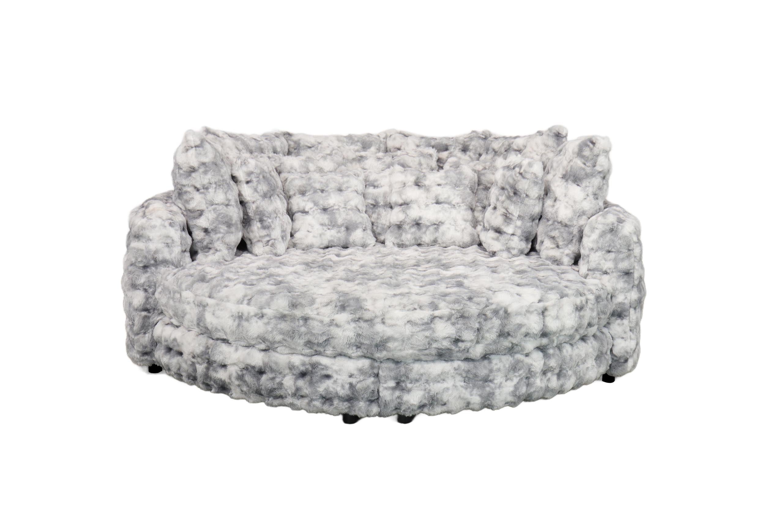 Giant Family Size Cuddler Round Chaise in Phantom Cement