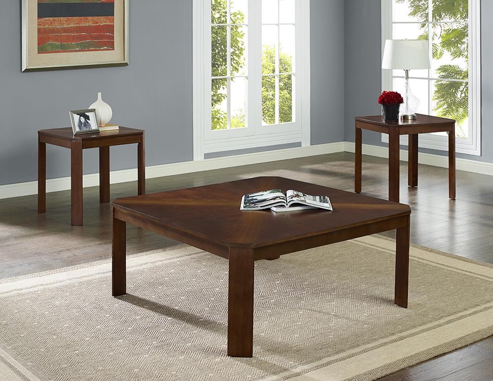 Closeout - Norwood Square Brown Cherry Coffee Table Set