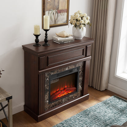 Electric Fireplace with Mantel,fireplace mantel surround with 23" Fireplace Insert, Adjustable Flame, Remote Control, Cherry,41.34"W*14"D*40"H