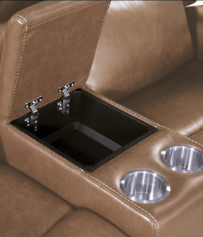 Montana Mocha Brown Reclining Sofa and Reclining Console Loveseat