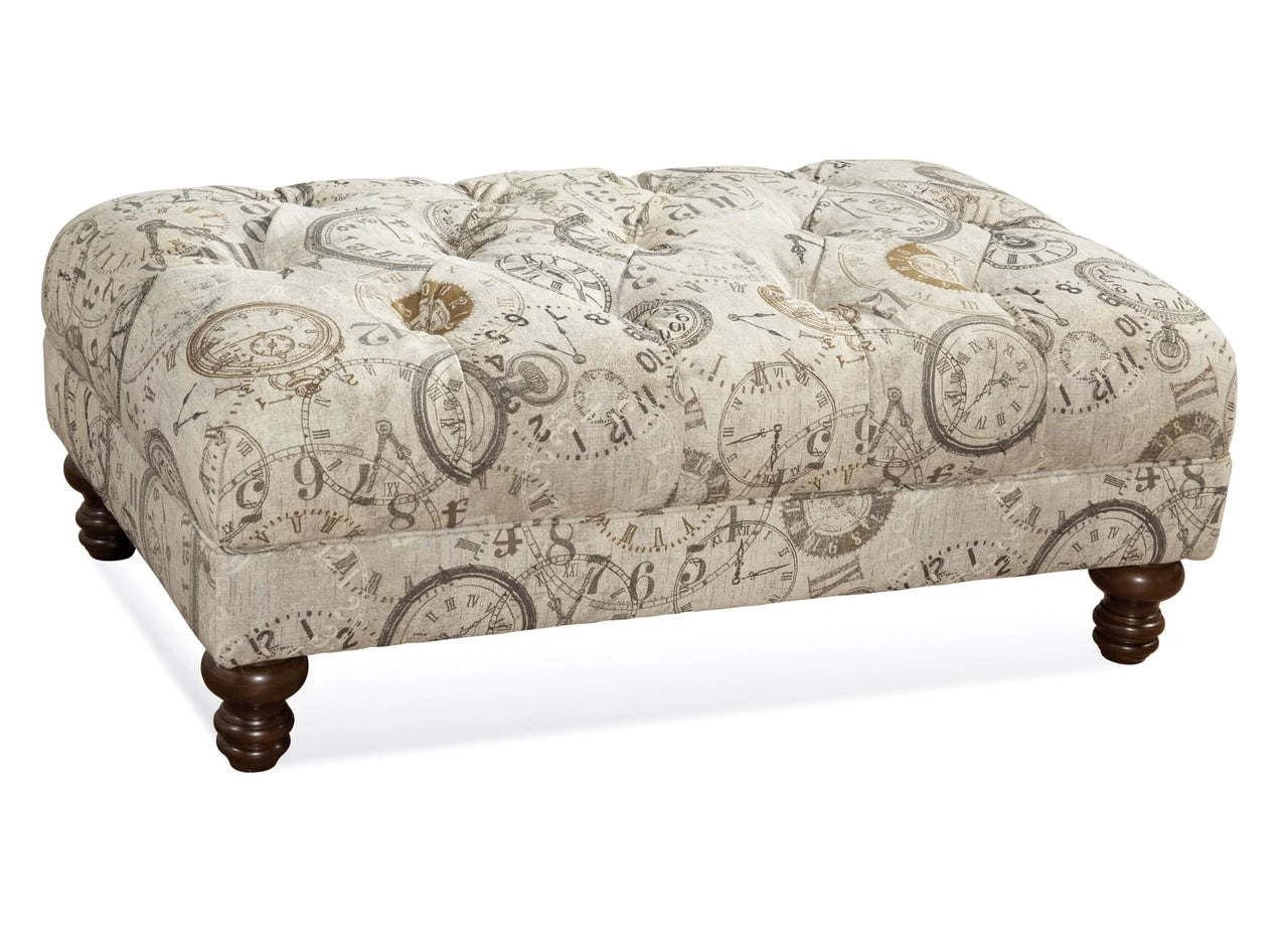 Timeless Patina Clockworks Tufted Top Ottoman