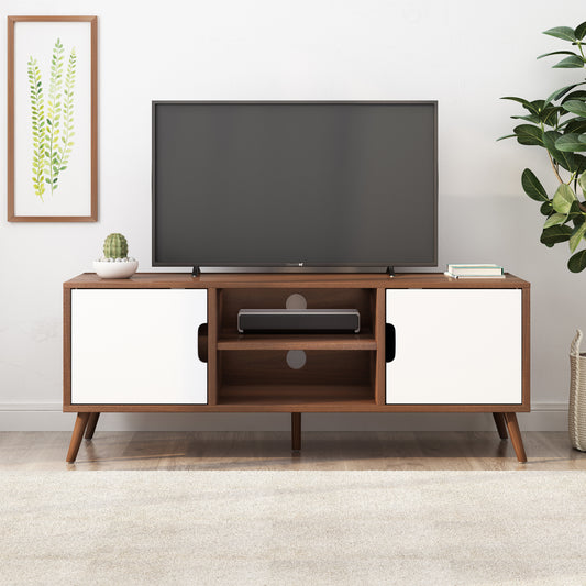 WHITE AND WALNUT TV STAND