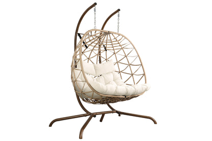 Outdoor Egg Swing Chair with Stand,Thick Cushions and Pillow