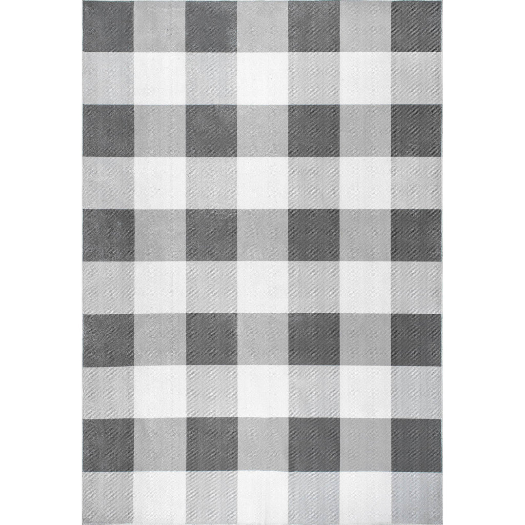 Buffalo Plaid Washable Area Rug: Gray / Rectangle / 5' x 8'