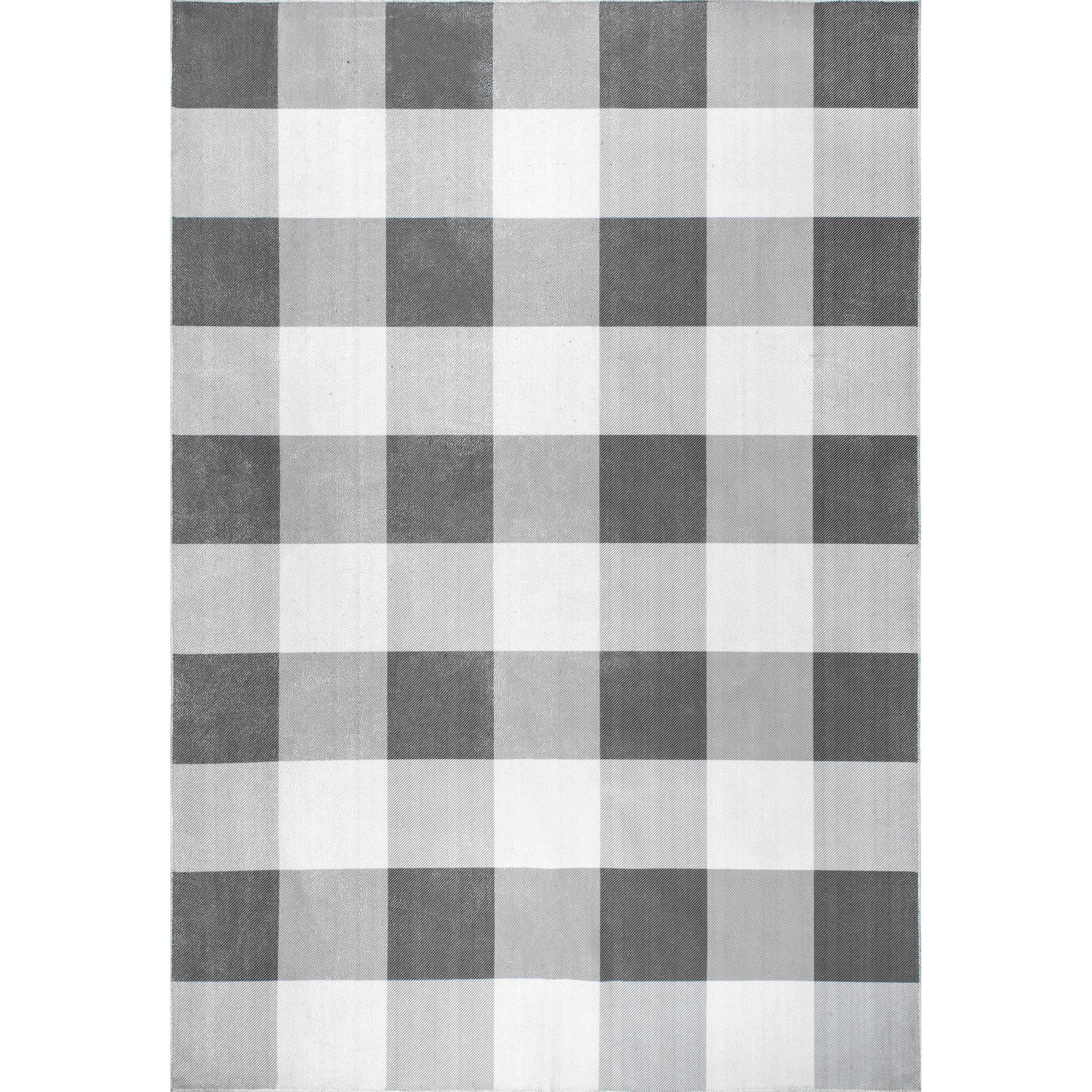 Buffalo Plaid Washable Area Rug: Gray / Rectangle / 5' x 8'