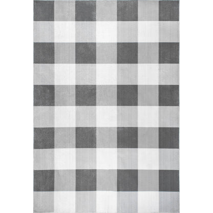 Buffalo Plaid Washable Area Rug: Gray / Rectangle / 5' x 8'