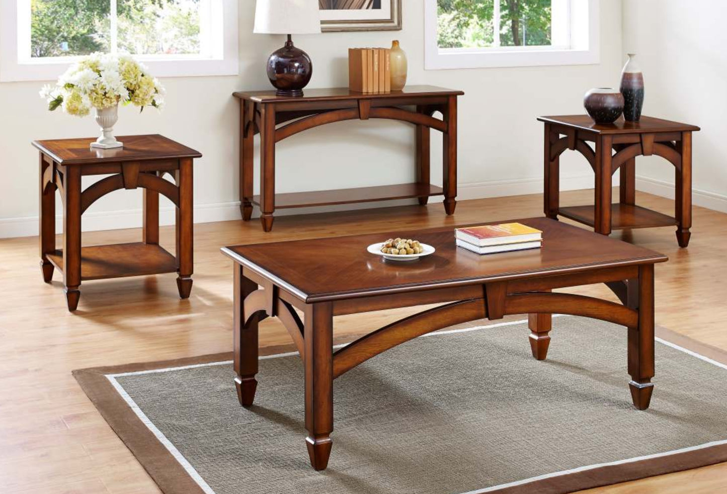 Burnished Oak Coffee Table Set