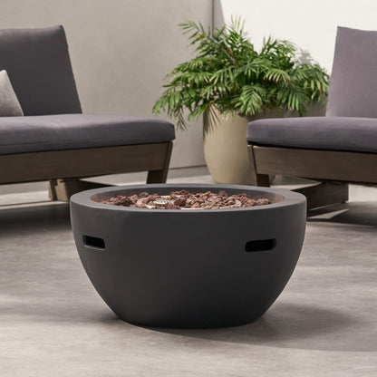 27" Bowl Shaped MGO 40,000 BTU Propane Fire Pit, Dark Grey (Tank Cover not Included)