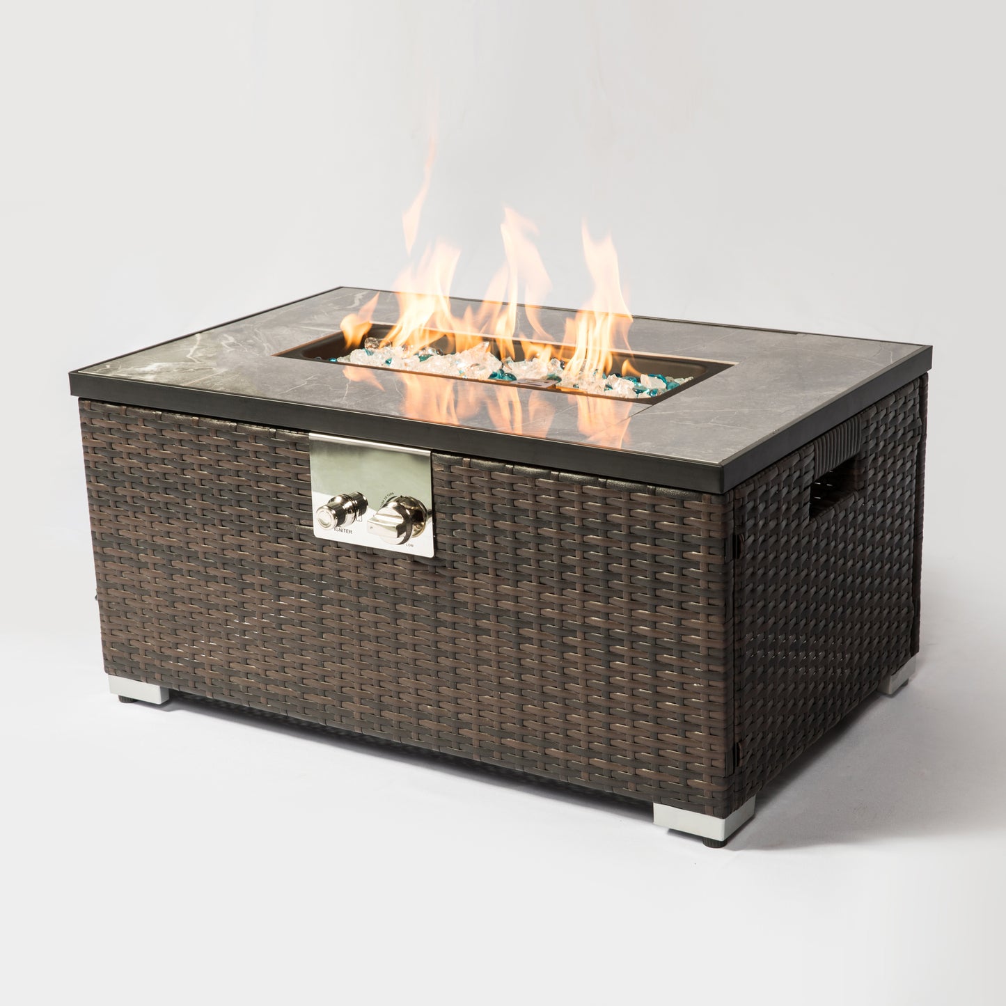 Outdoor Fire Table  Propane  Fire Pit Rattan gas fire table, gas fire table with tile tabletop