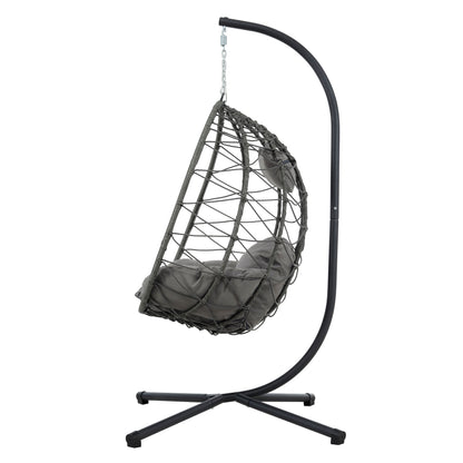 Egg Chair with Stand Indoor Outdoor Swing Chair Patio Wicker Hanging Egg Chair Hanging Basket Chair with Stand for Bedroom Living Room Balcony