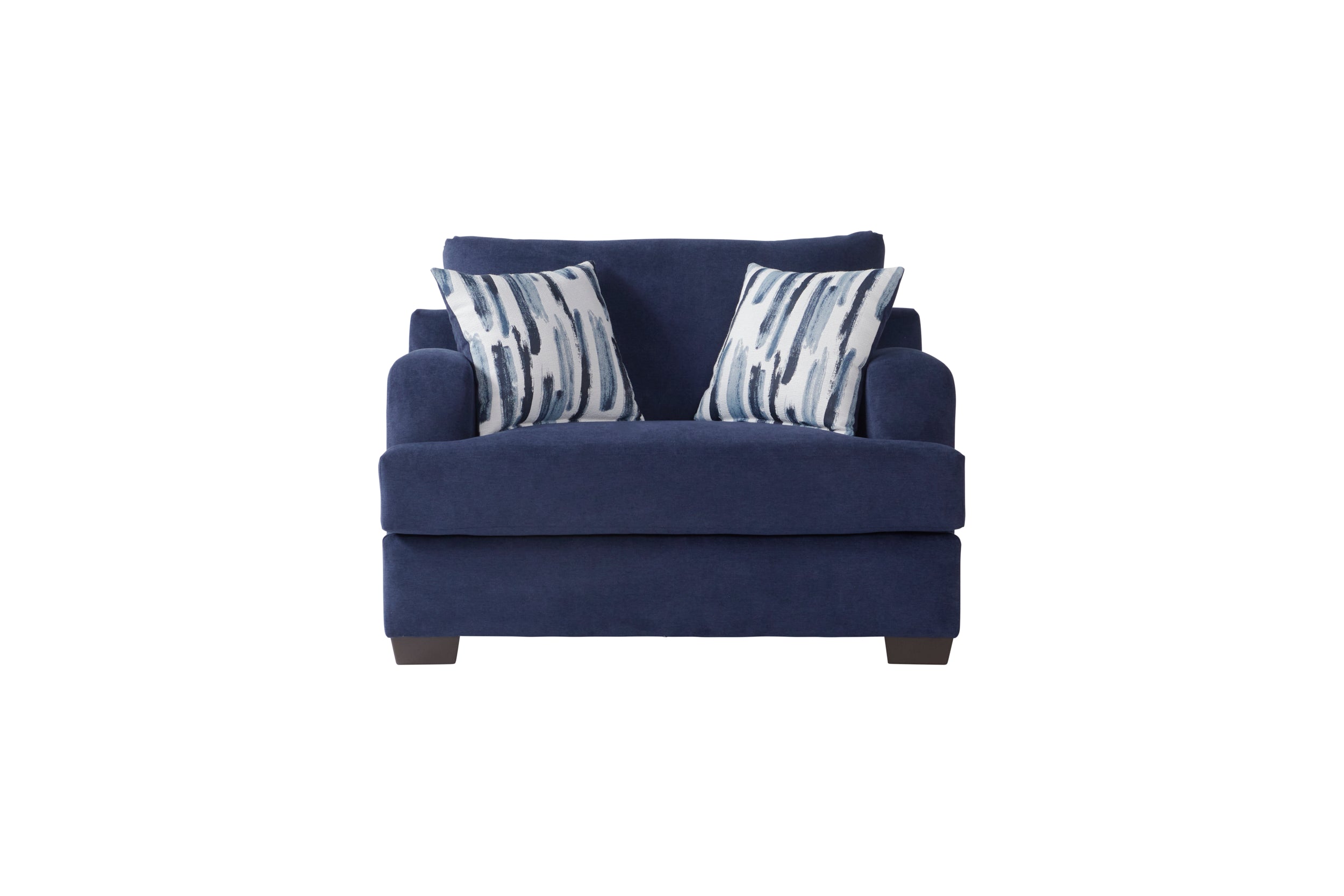 Contemporary Cameo Navy Blue Sofa and Loveseat