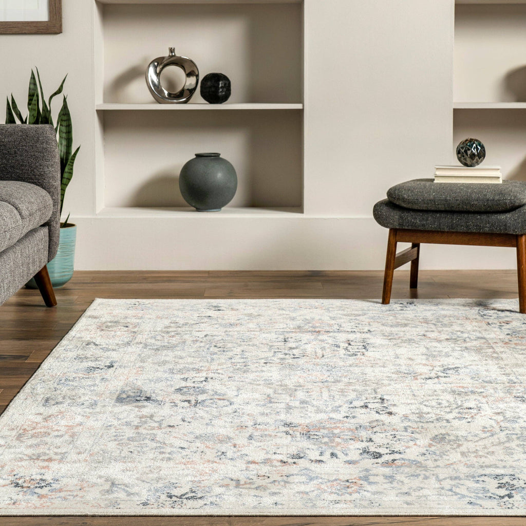 Everlee Faded Persian Machine Washable Area Rug: Beige / Rectangle / 5' 3" x 7' 6"