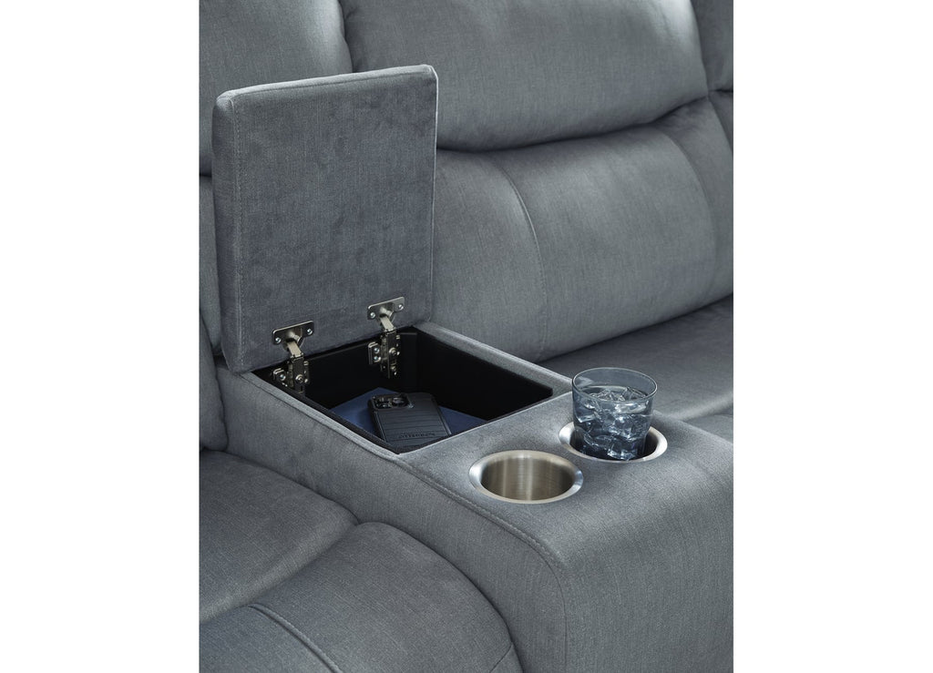 Steel Blue 3 pc. Reclining Sectional with USB Console