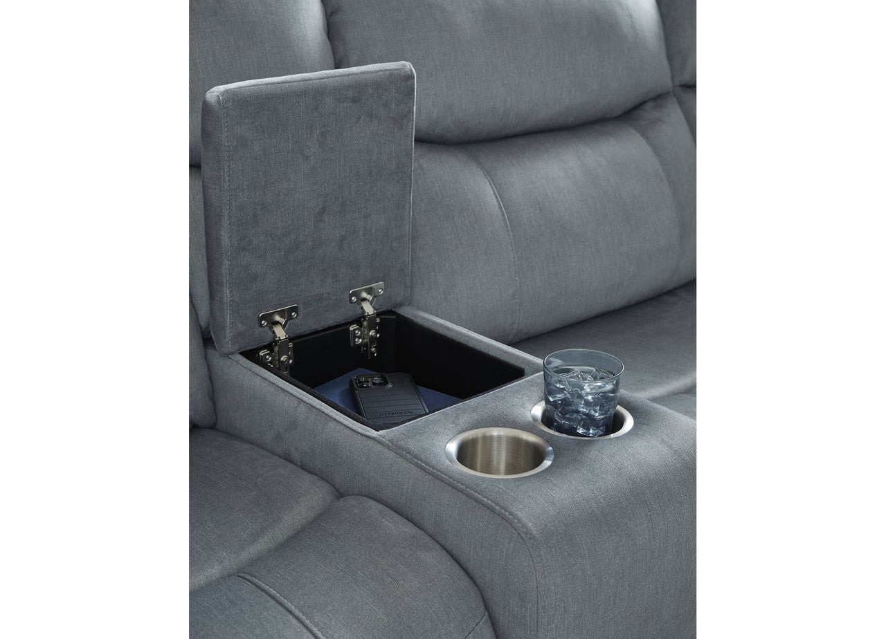 Steel Blue 3 pc. Reclining Sectional with USB Console