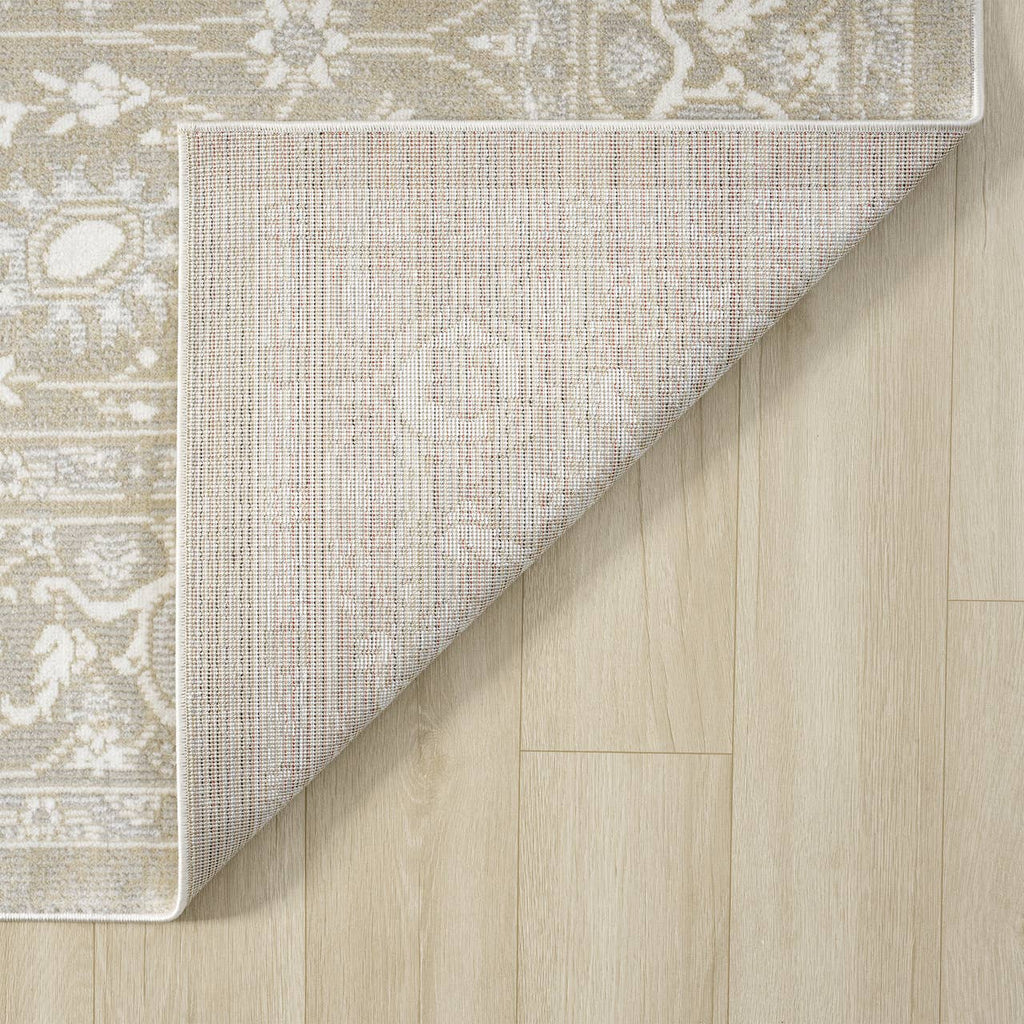 Dalia Floral Oriental Sand Indoor Outdoor Rug: 5'3" x 7'6"